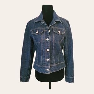 ARITZIA Talula Vintage Dark Denim Jean Jacket with Silvertone Buttons Sz Small
